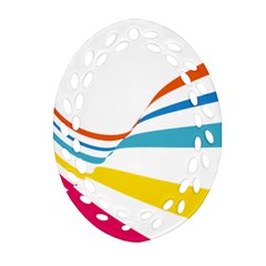 Line Rainbow Orange Blue Yellow Red Pink White Wave Waves Oval Filigree Ornament (two Sides)