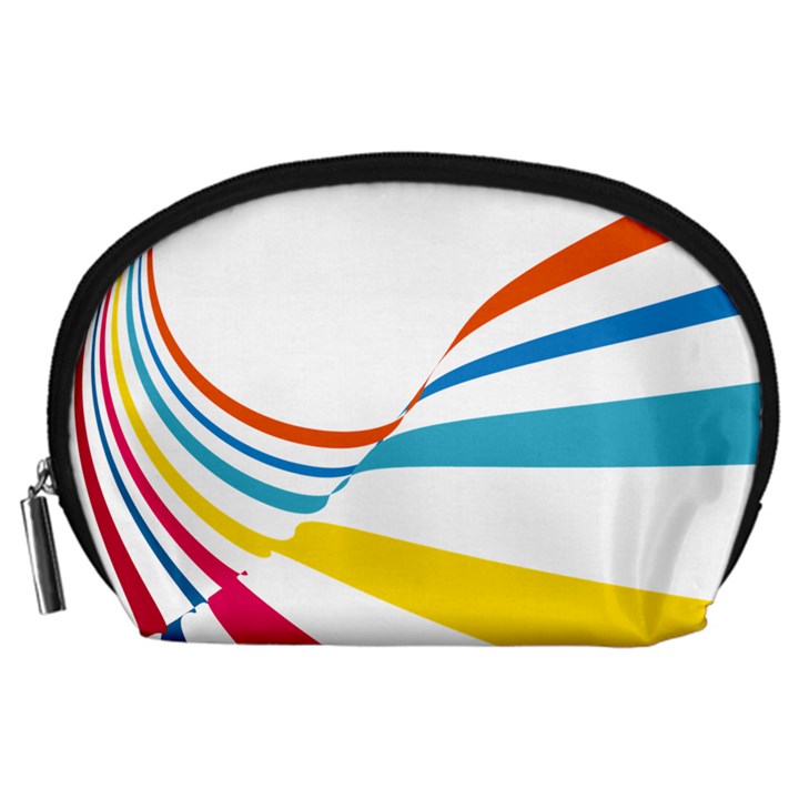 Line Rainbow Orange Blue Yellow Red Pink White Wave Waves Accessory Pouches (Large) 