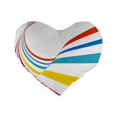 Line Rainbow Orange Blue Yellow Red Pink White Wave Waves Standard 16  Premium Flano Heart Shape Cushions by Mariart