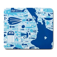 New Zealand Fish Detail Blue Sea Shark Large Mousepads by Mariart