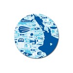 New Zealand Fish Detail Blue Sea Shark Magnet 3  (Round) Front