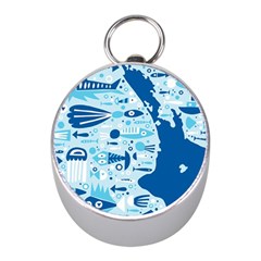 New Zealand Fish Detail Blue Sea Shark Mini Silver Compasses