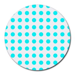 Polka Dot Blue White Round Mousepads by Mariart