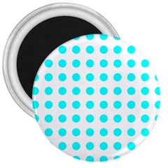 Polka Dot Blue White 3  Magnets