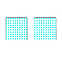 Polka Dot Blue White Cufflinks (square) by Mariart