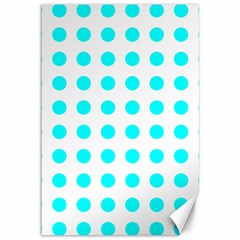 Polka Dot Blue White Canvas 12  X 18   by Mariart