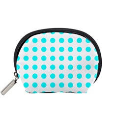 Polka Dot Blue White Accessory Pouches (small)  by Mariart