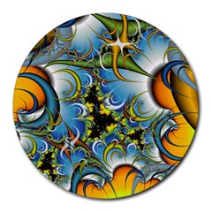 High Detailed Fractal Image Background With Abstract Streak Shape Round Mousepads