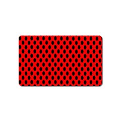 Polka Dot Black Red Hole Backgrounds Magnet (name Card) by Mariart