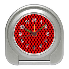 Polka Dot Black Red Hole Backgrounds Travel Alarm Clocks by Mariart