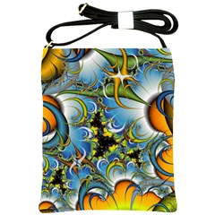 High Detailed Fractal Image Background With Abstract Streak Shape Shoulder Sling Bags by Simbadda