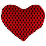 Polka Dot Black Red Hole Backgrounds Large 19  Premium Flano Heart Shape Cushions Front