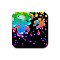 Neon Paint Splatter Background Club Rubber Coaster (square)  by Mariart