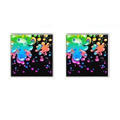 Neon Paint Splatter Background Club Cufflinks (square)