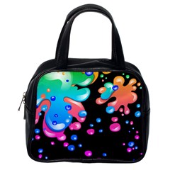 Neon Paint Splatter Background Club Classic Handbags (one Side) by Mariart