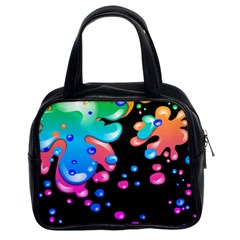Neon Paint Splatter Background Club Classic Handbags (2 Sides) by Mariart