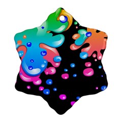 Neon Paint Splatter Background Club Snowflake Ornament (two Sides)