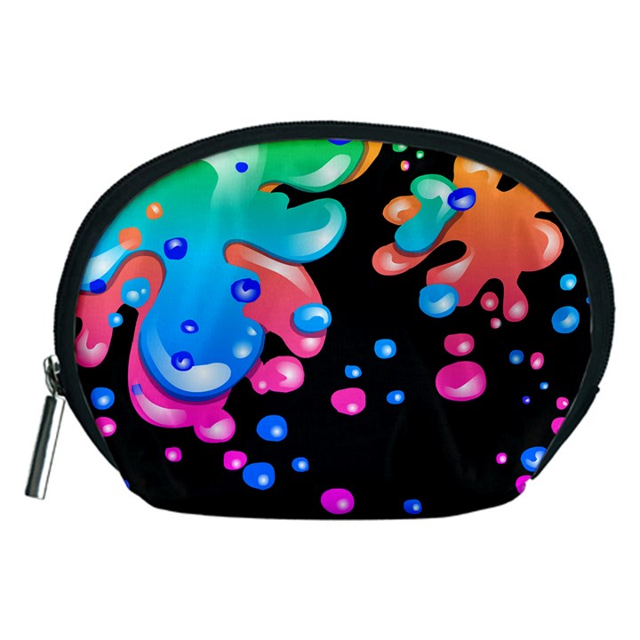 Neon Paint Splatter Background Club Accessory Pouches (Medium) 