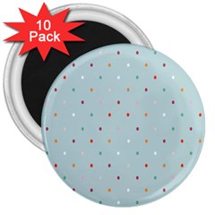 Polka Dot Flooring Blue Orange Blur Spot 3  Magnets (10 Pack) 