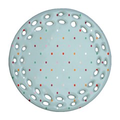 Polka Dot Flooring Blue Orange Blur Spot Round Filigree Ornament (two Sides) by Mariart