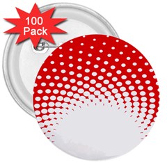 Polka Dot Circle Hole Red White 3  Buttons (100 Pack) 