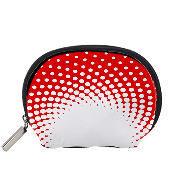 Polka Dot Circle Hole Red White Accessory Pouches (Small) 