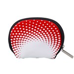 Polka Dot Circle Hole Red White Accessory Pouches (Small)  Back