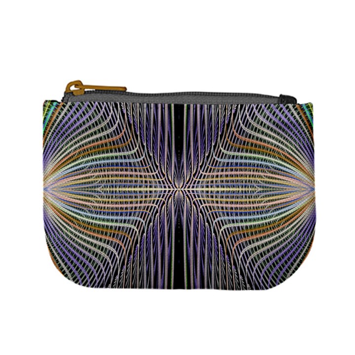 Color Fractal Symmetric Wave Lines Mini Coin Purses