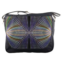 Color Fractal Symmetric Wave Lines Messenger Bags by Simbadda