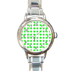 Polka Dot Green Round Italian Charm Watch