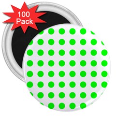 Polka Dot Green 3  Magnets (100 Pack)