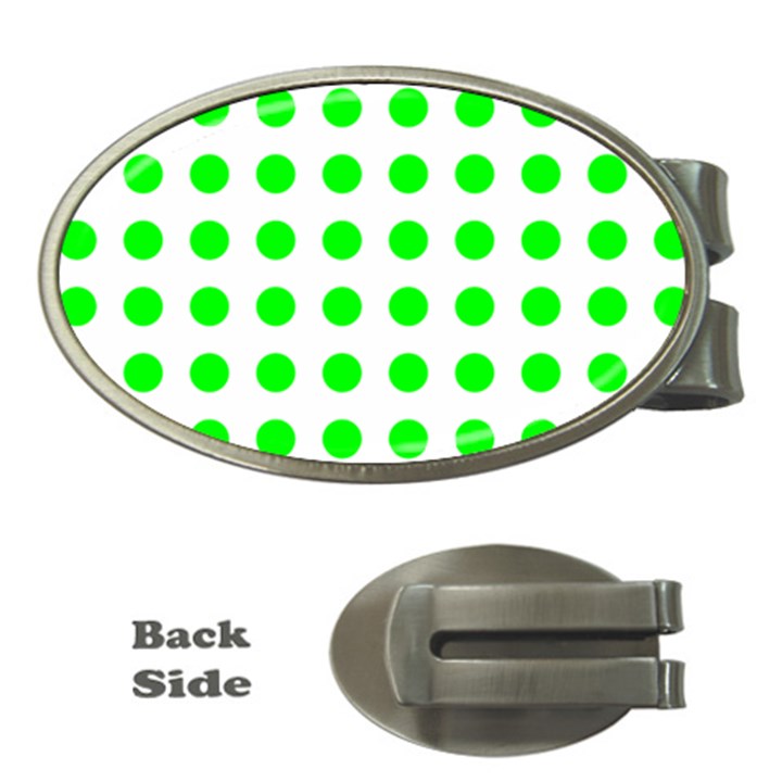 Polka Dot Green Money Clips (Oval) 