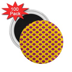 Polka Dot Purple Yellow Orange 2 25  Magnets (100 Pack) 
