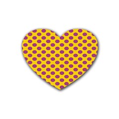 Polka Dot Purple Yellow Orange Heart Coaster (4 Pack)  by Mariart