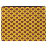 Polka Dot Purple Yellow Orange Cosmetic Bag (XXXL)  Front