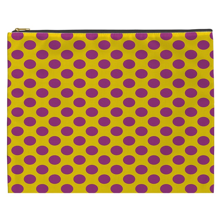 Polka Dot Purple Yellow Orange Cosmetic Bag (XXXL) 