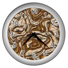 Fractal Background Mud Flow Wall Clocks (silver) 