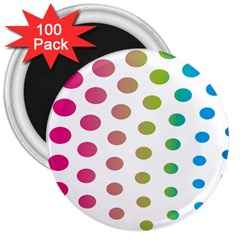 Polka Dot Pink Green Blue 3  Magnets (100 Pack)