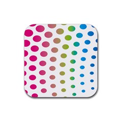 Polka Dot Pink Green Blue Rubber Coaster (square) 