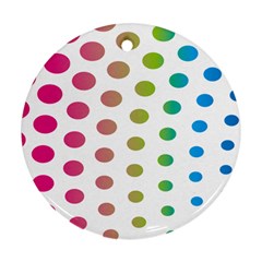 Polka Dot Pink Green Blue Round Ornament (two Sides) by Mariart