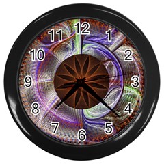 Background Image With Hidden Fractal Flower Wall Clocks (black) by Simbadda