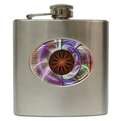 Background Image With Hidden Fractal Flower Hip Flask (6 Oz) by Simbadda