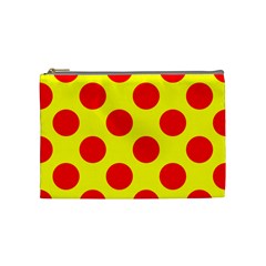 Polka Dot Red Yellow Cosmetic Bag (Medium) 