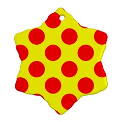 Polka Dot Red Yellow Ornament (Snowflake)