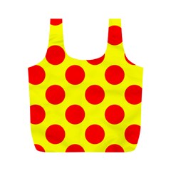 Polka Dot Red Yellow Full Print Recycle Bags (m) 