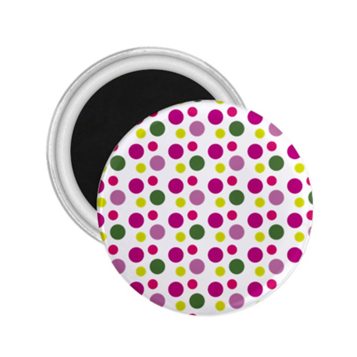 Polka Dot Purple Green Yellow 2.25  Magnets