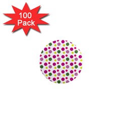 Polka Dot Purple Green Yellow 1  Mini Magnets (100 Pack)  by Mariart