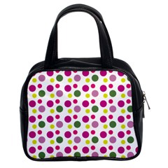 Polka Dot Purple Green Yellow Classic Handbags (2 Sides)