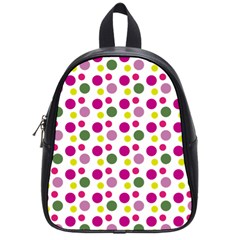 Polka Dot Purple Green Yellow School Bags (small)  by Mariart