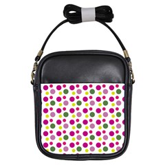 Polka Dot Purple Green Yellow Girls Sling Bags by Mariart